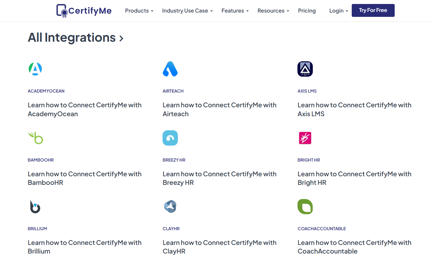 CertifyMe Integrations